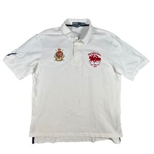 Polo Ralph Lauren White Equestrian Polo Shirt Women's XLT White New York 1967